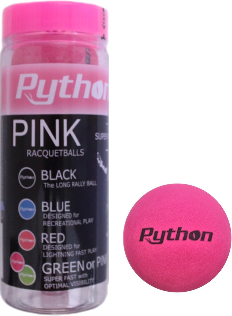 Python Racquetball Python (Pink) Racquetballs (Super Fast w/Optimal Visibility) - Image 2
